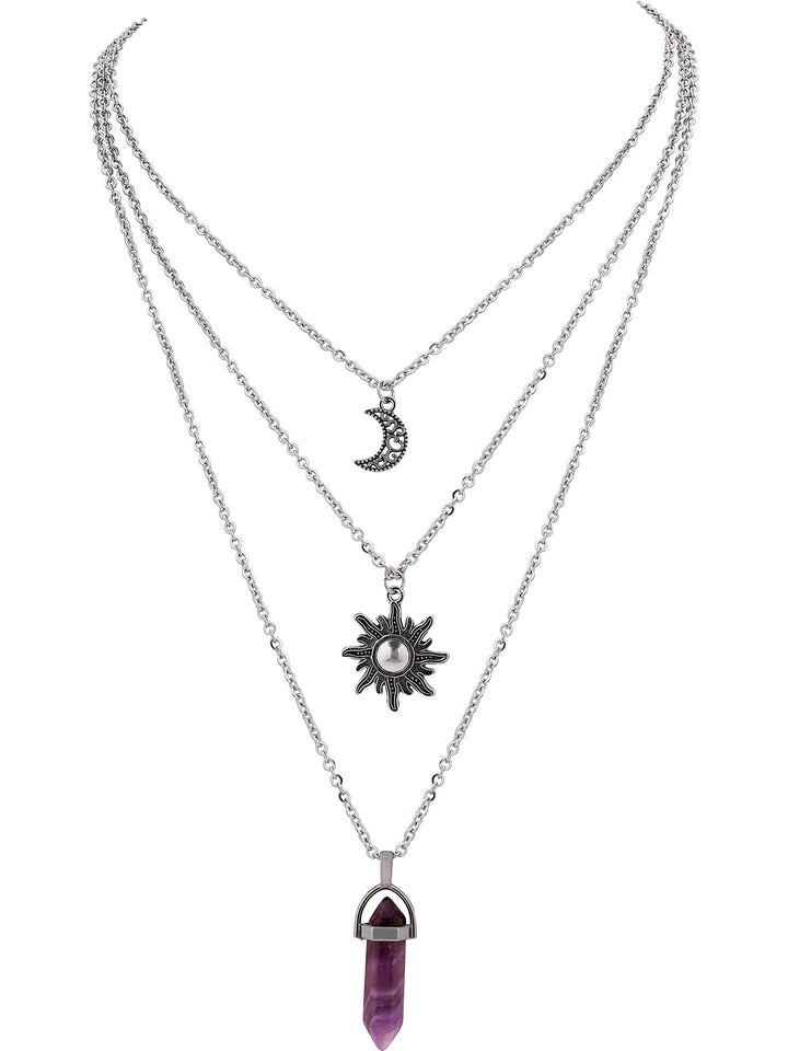 Layered Celestial Pendant Necklace Bowlift
