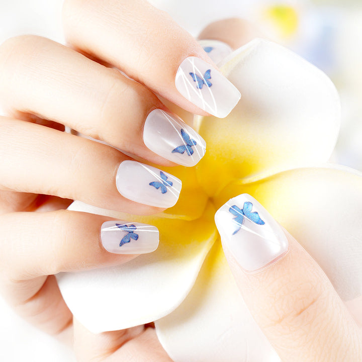 Elegant Butterfly Print Press-On Nail Set Bowlift