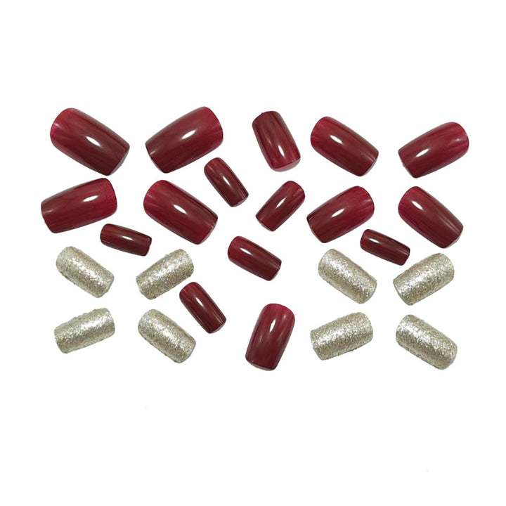 Artificial nails with high-gloss finish and glitter accents Bowlift