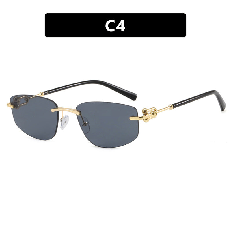Ladies elegant semi-rimless glasses with luxurious metal frame and transparent lenses Bowlift
