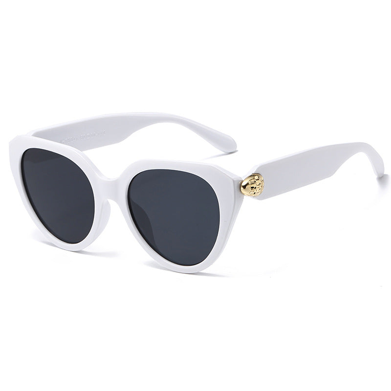 Ladies Cat-Eye Sunglasses with Golden Accents and Protective UV Filter Bowlift