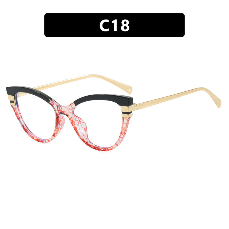 Ladies Cat-Eye Sunglasses with Elegant Plastic Frame and Golden Accents Bowlift