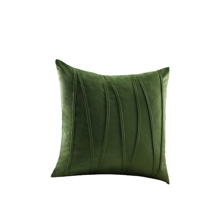 Square velvet decorative pillow cover with decorative curved seams Bowlift