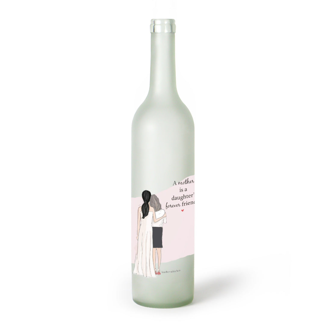 Decorative Frosted Glass Bottle Vase With Fashion Collage Decal