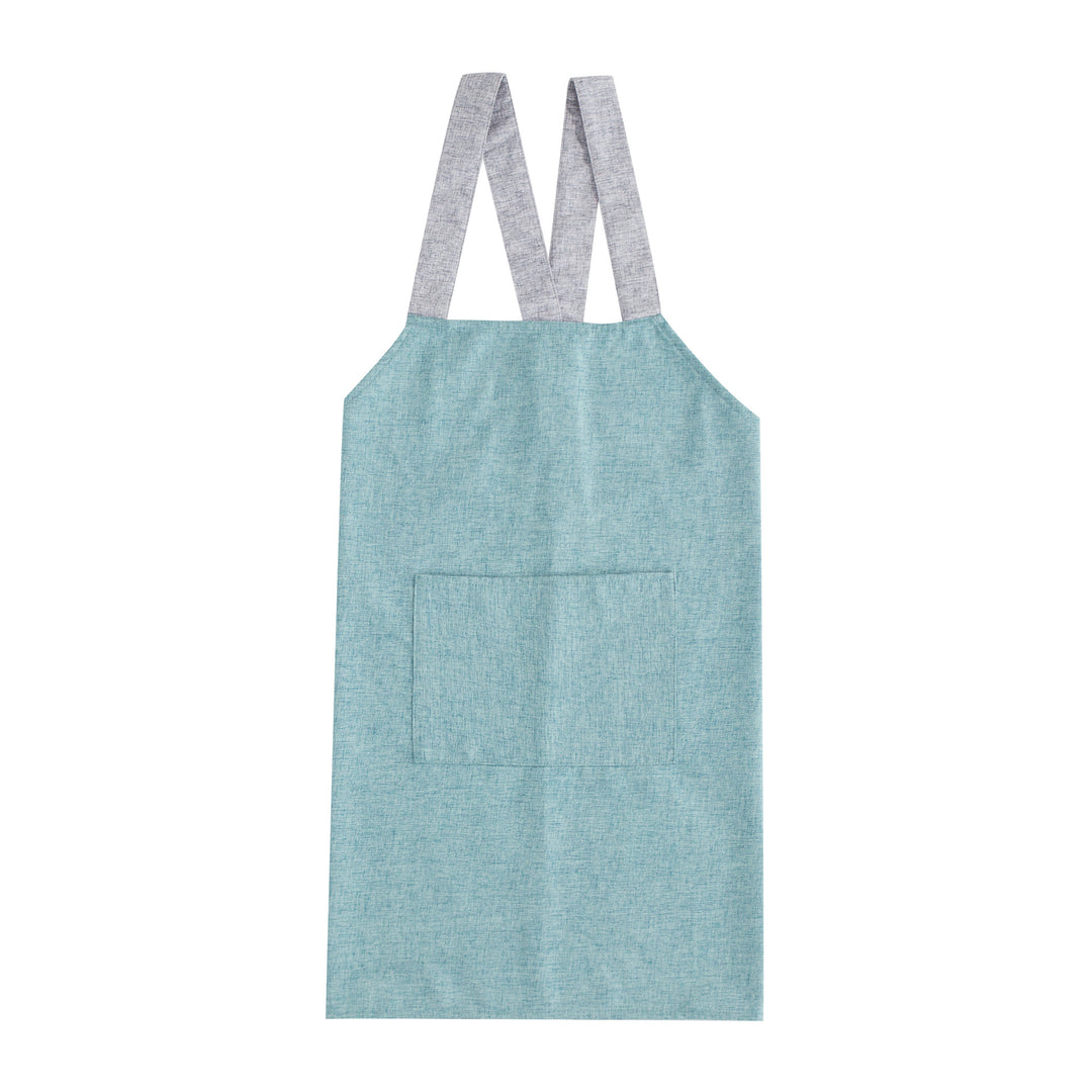 Adjustable canvas apron with wide contrast straps and applied front pocket Bowlift