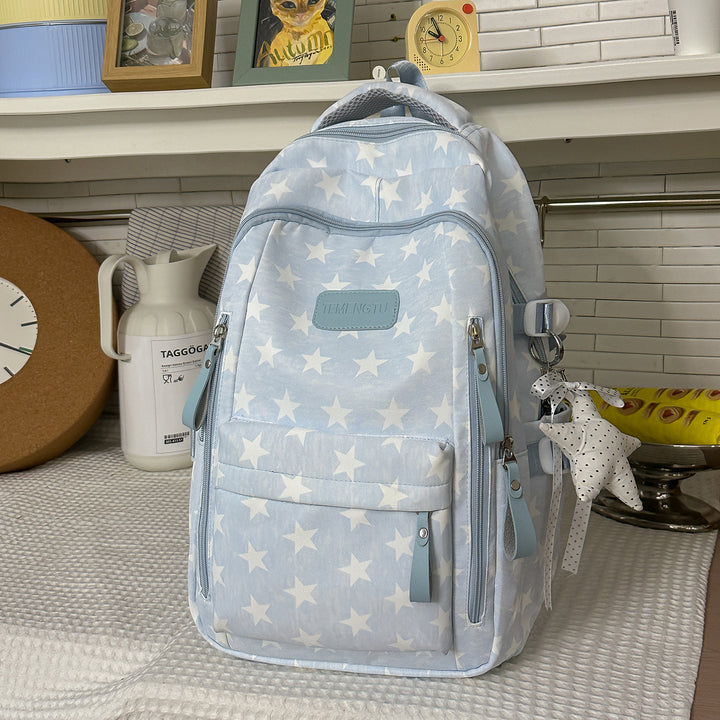 Trendy Star-Print School Backpack Bowlift