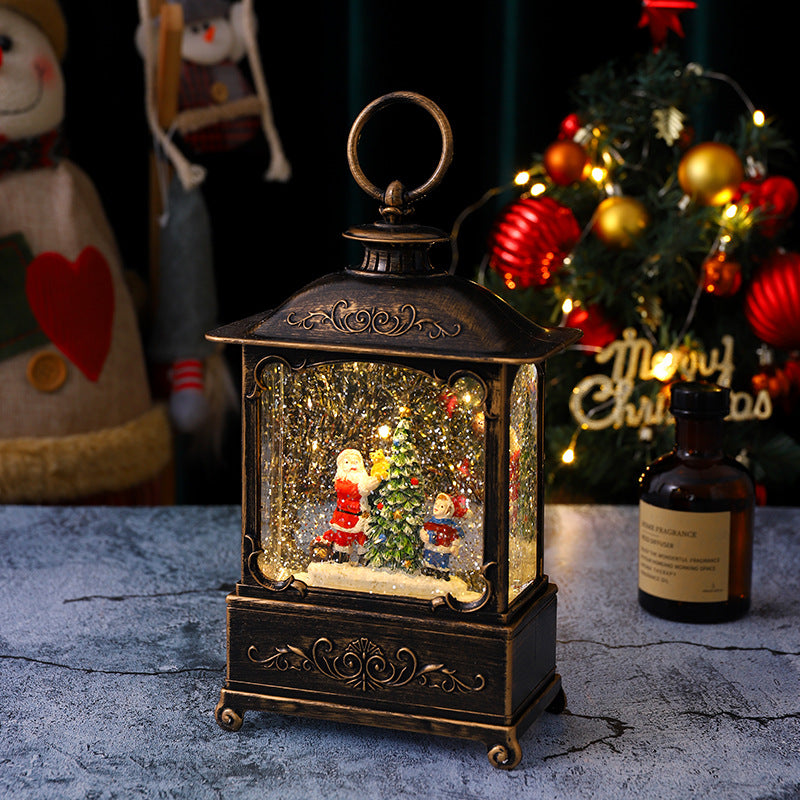 Glittering Christmas lantern with snow scenes Bowlift