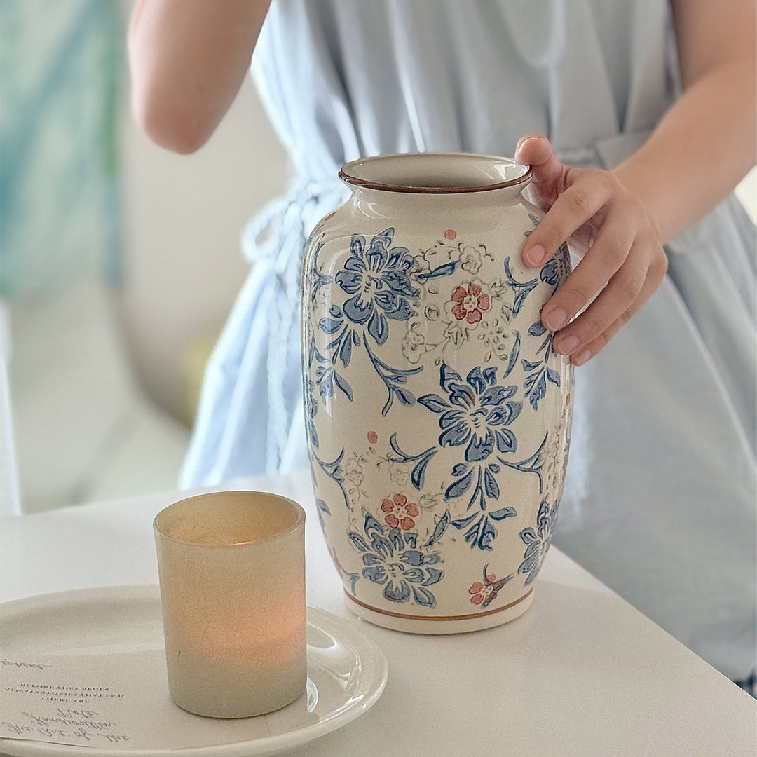 Floral-Inspired Decorative Ceramic Vase