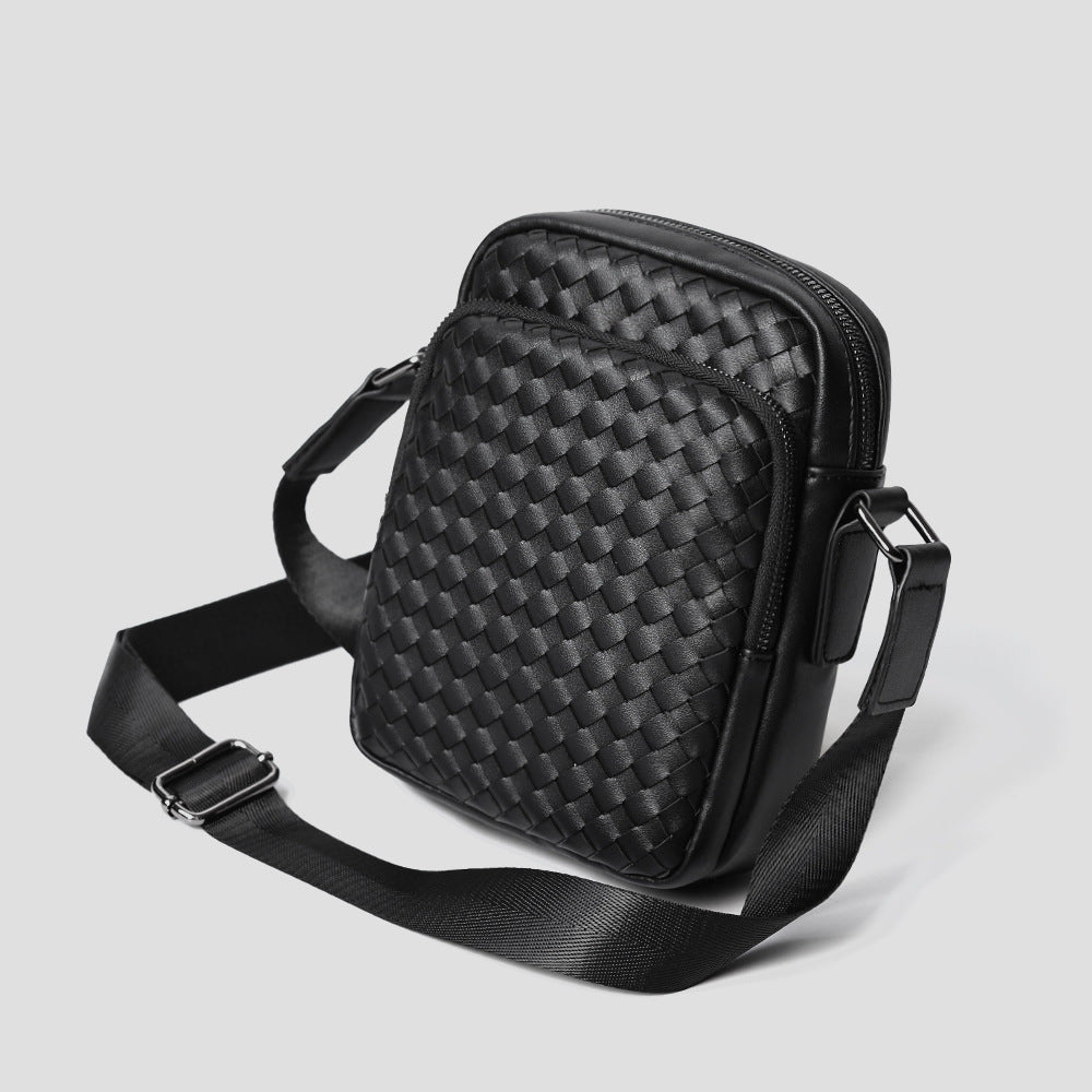 Practical Crossbody Bag with Woven Design Bowlift