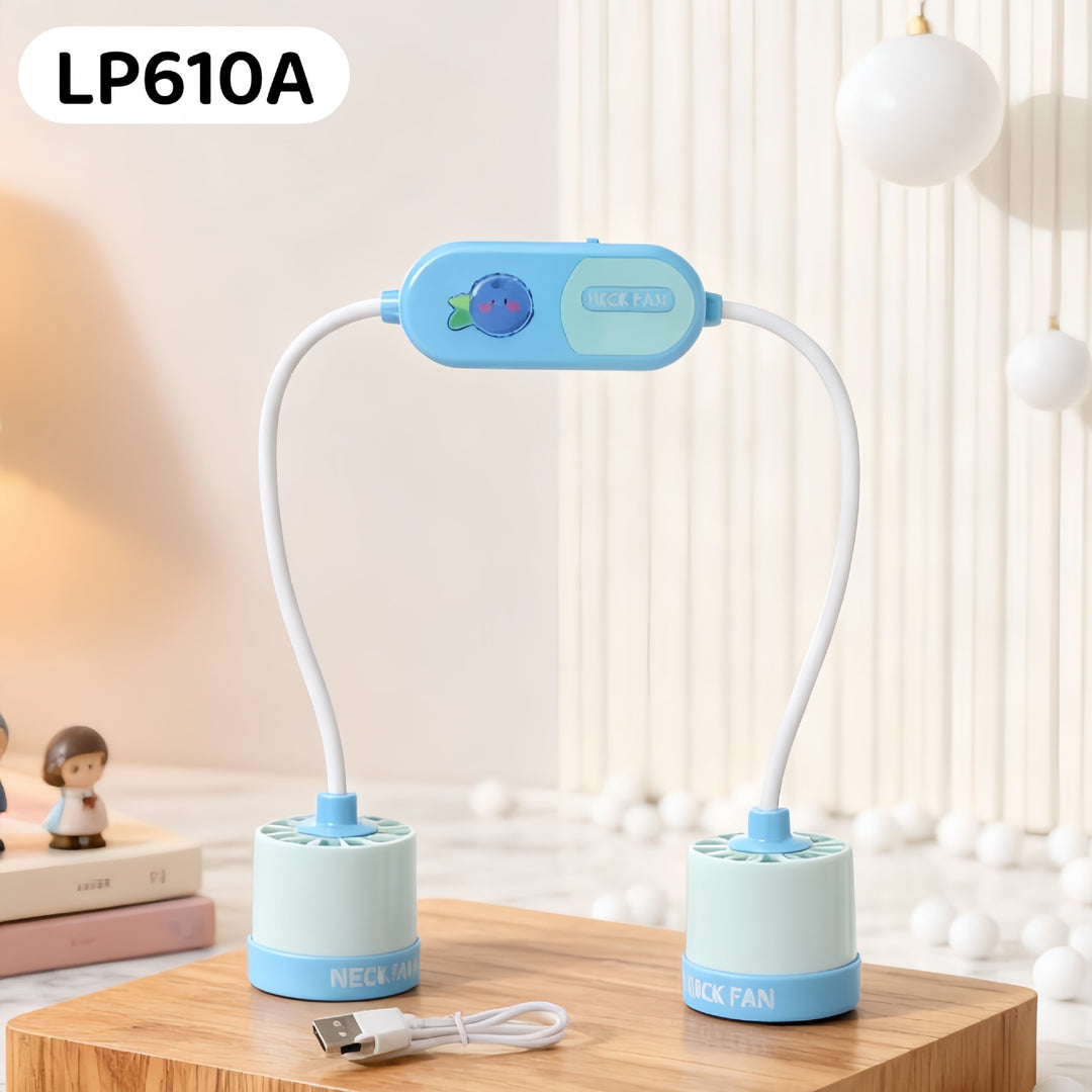 Women Portable Neck Fan with Flexible Hose and USB Port Bowlift
