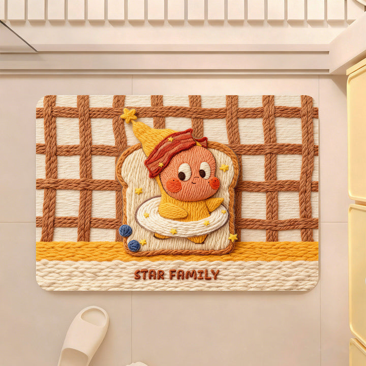 Playful Bread-Themed Bathroom Mat