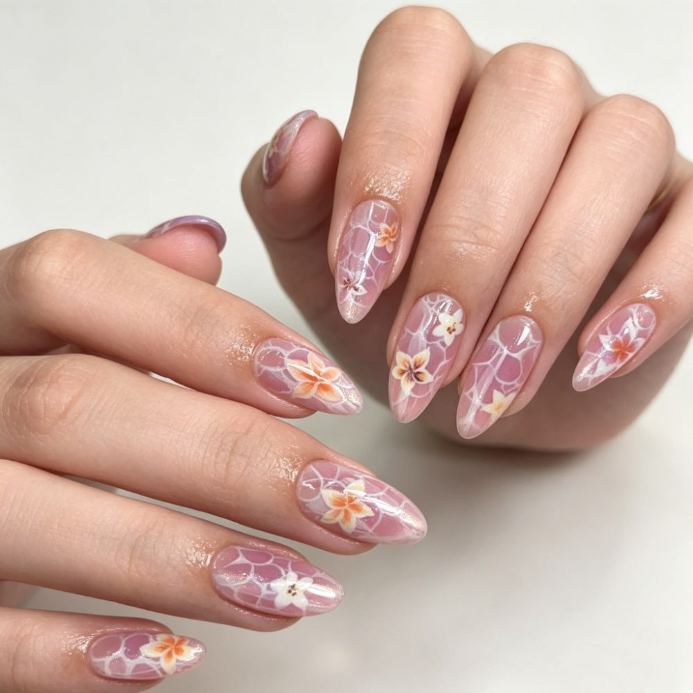 Floral Design Stiletto Press-On Nails