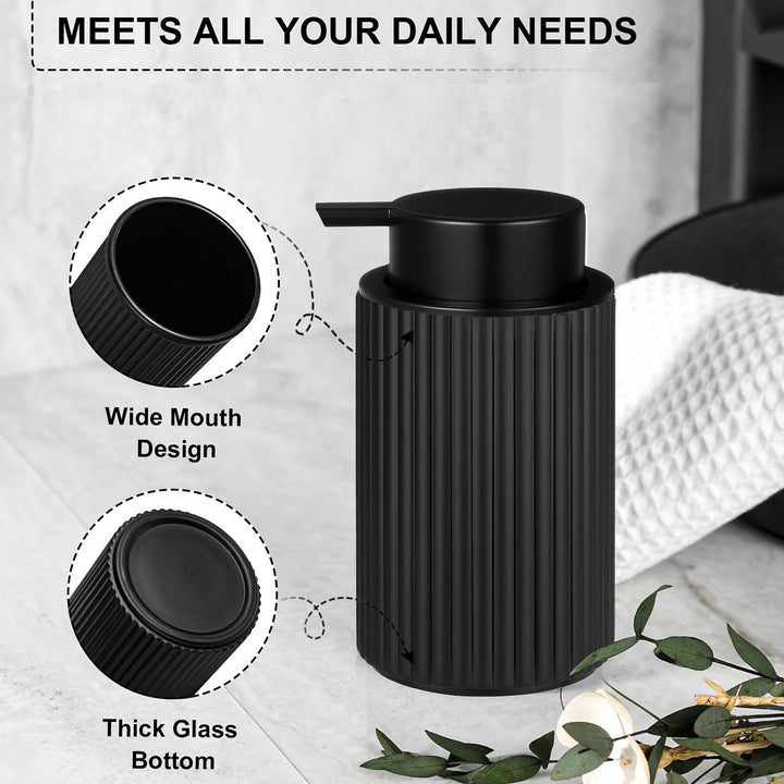 Ribbed matte silicone finish soap dispenser and toothbrush tumbler set Bowlift