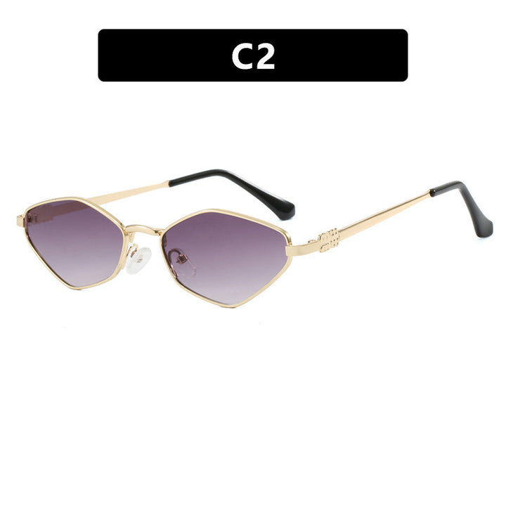 Women's geometric sunglasses with glossy metal frame and polarized lenses Bowlift