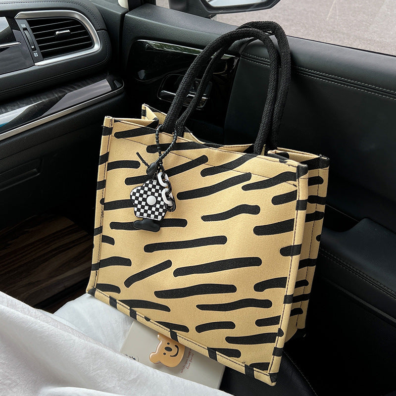 Graphic Print Canvas Tote Bag