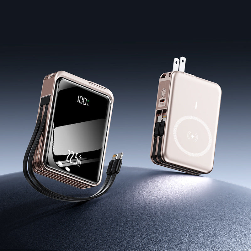 Portable power bank with integrated wireless charging function and LED display Bowlift
