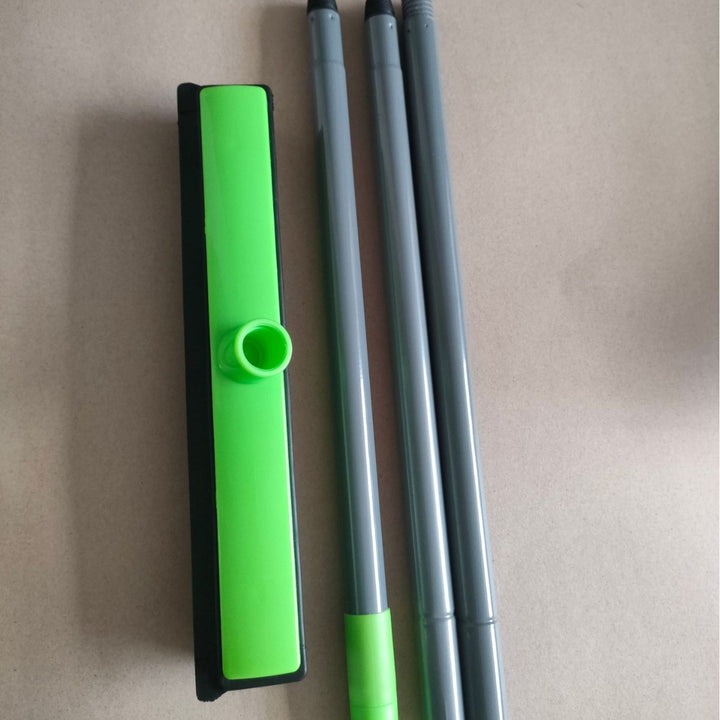 Heavy-Duty Rubber Floor Squeegee With Telescopic Handle And Angled Swivel Head