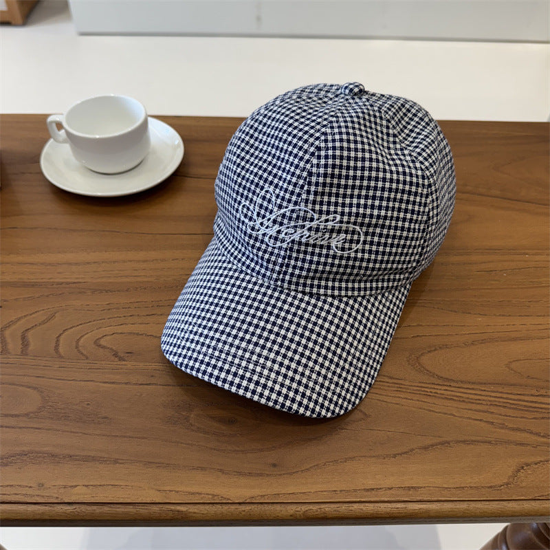 Women's Gingham Checkered Baseball Cap Bowlift