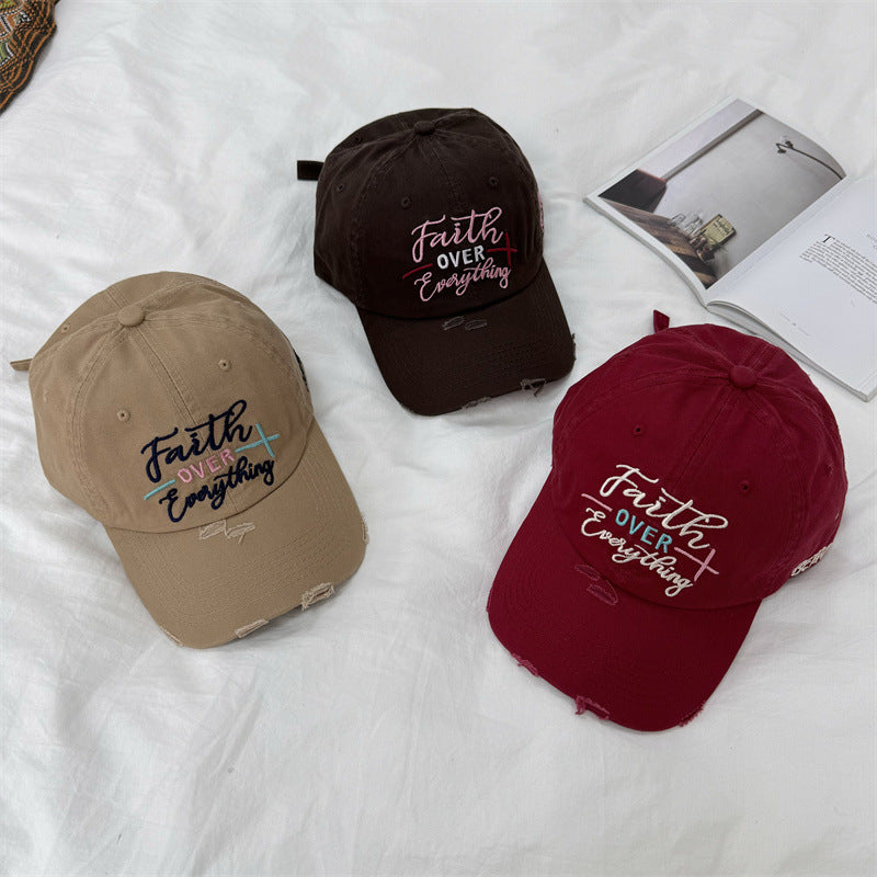 Women's Distressed Embroidered Baseball Cap Bowlift