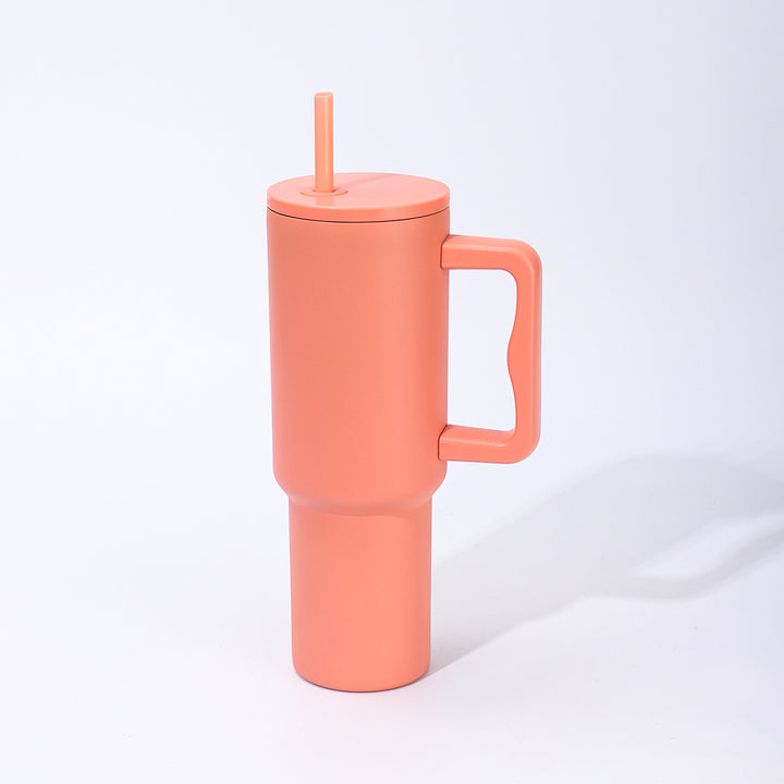 Double-Wall Insulated Travel Tumbler With Ergonomic Handle And Removable Straw