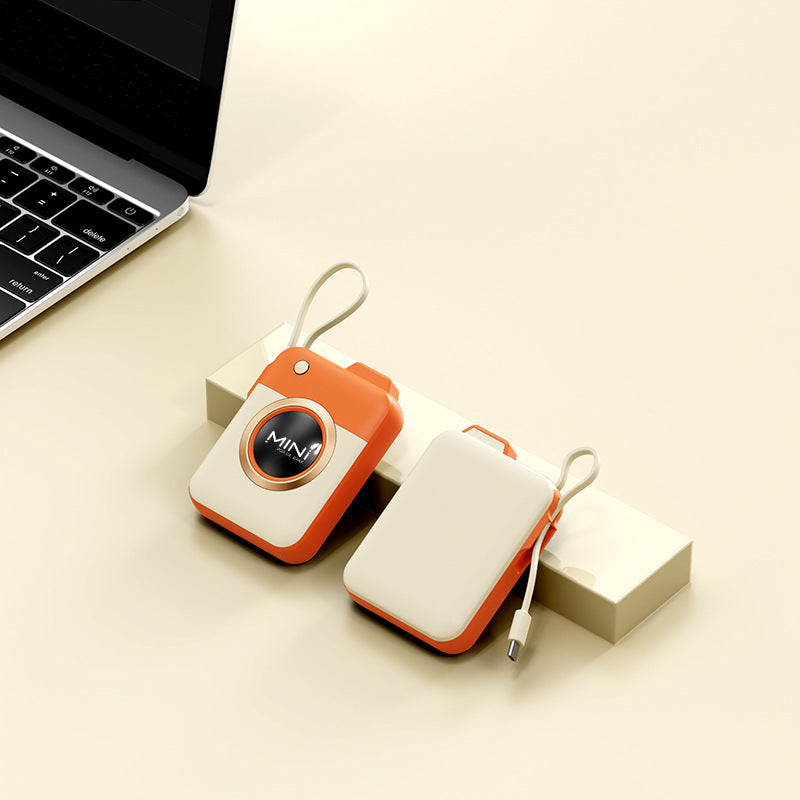 Portable Mini Power Bank with Integrated Charging Cable and Innovative Design Bowlift