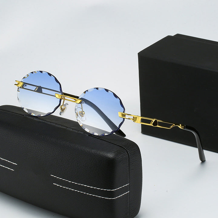 Ladies round sunglasses with unique wave design and high-quality metal frame Bowlift