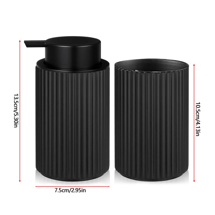 Ribbed matte silicone finish soap dispenser and toothbrush tumbler set Bowlift