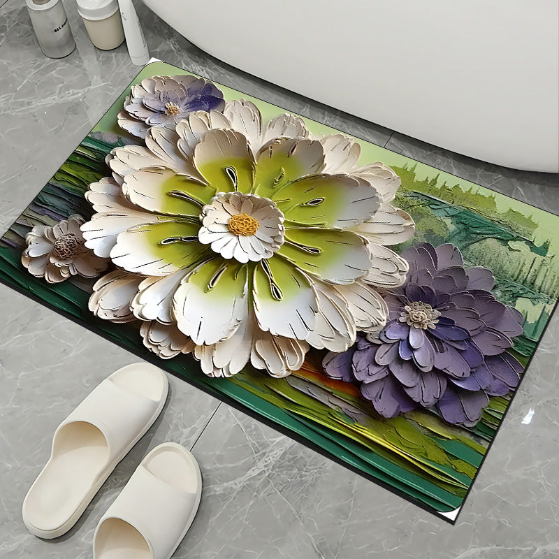 Floral Pattern Non-Slip Bath Mat Bowlift