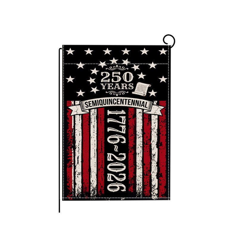 Distressed Vintage American Flag Garden Banner With Statue Of Liberty Motif Double-Sided Polyester