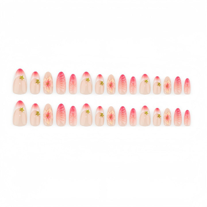 Artificial nails with flower and glitter accents Bowlift