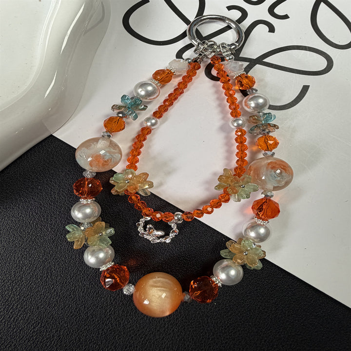 Floral Beaded Charm Necklace Bowlift