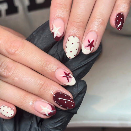 Artificial nail set with elegant star design and creative patterns Bowlift