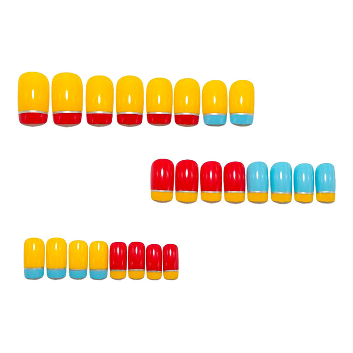 Acrylic nails with modern color block design Bowlift