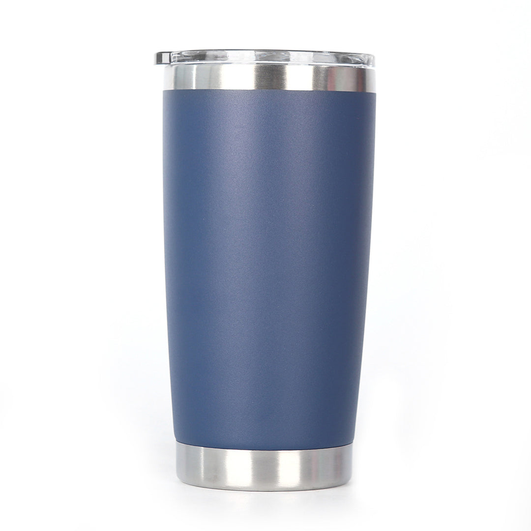 Ergonomic Tapered Insulated Stainless Steel Travel Tumbler With Clear Press-Fit Lid And Non-Slip Base