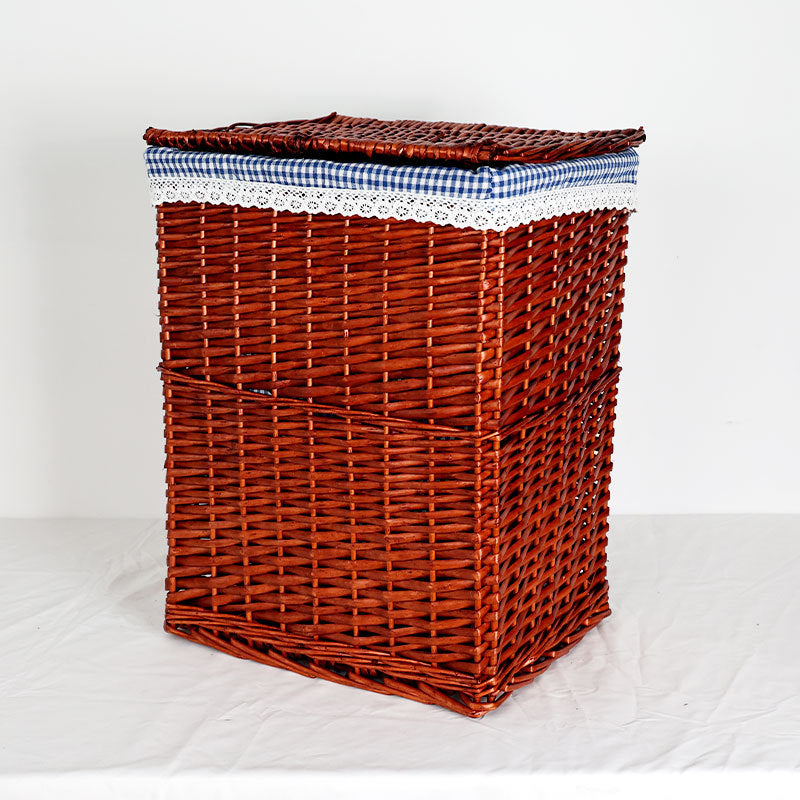 Women's laundry basket with decorative fabric cover and practical lid Bowlift