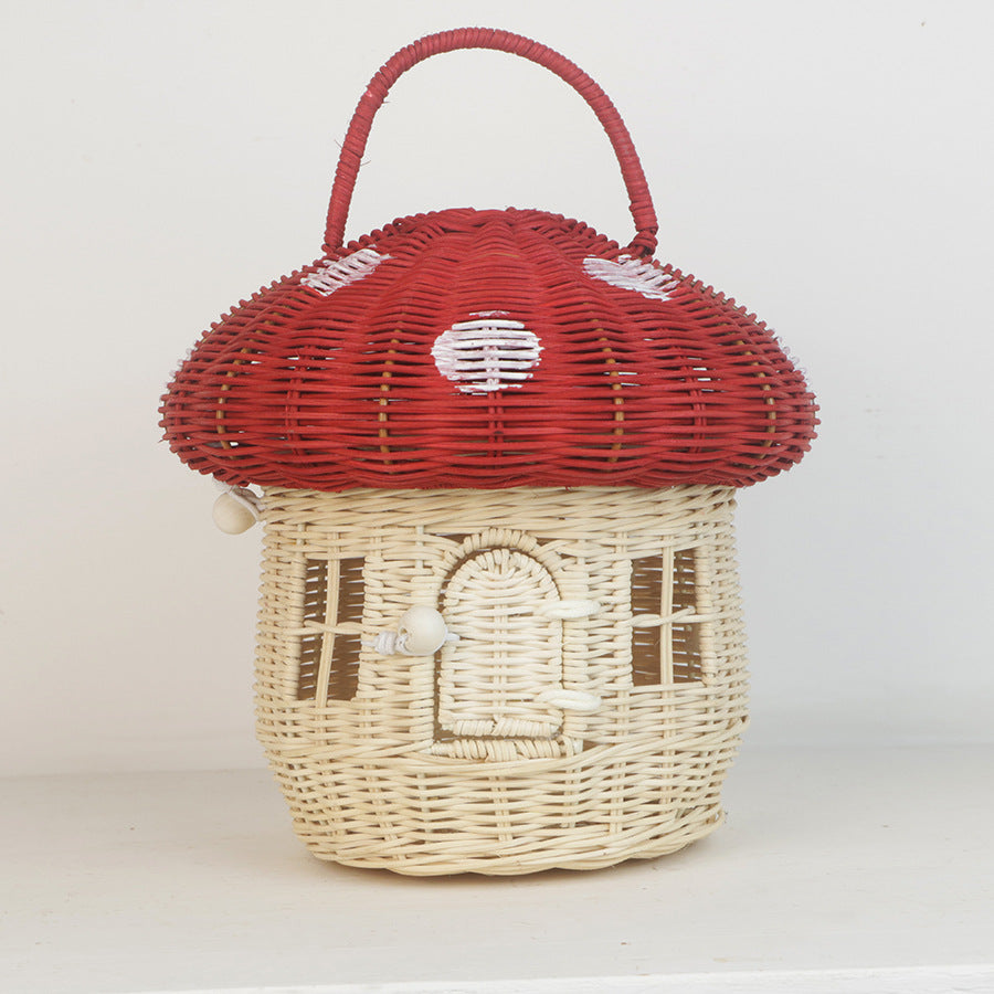 Whimsical Mushroom-Shaped Woven Storage Basket Bowlift