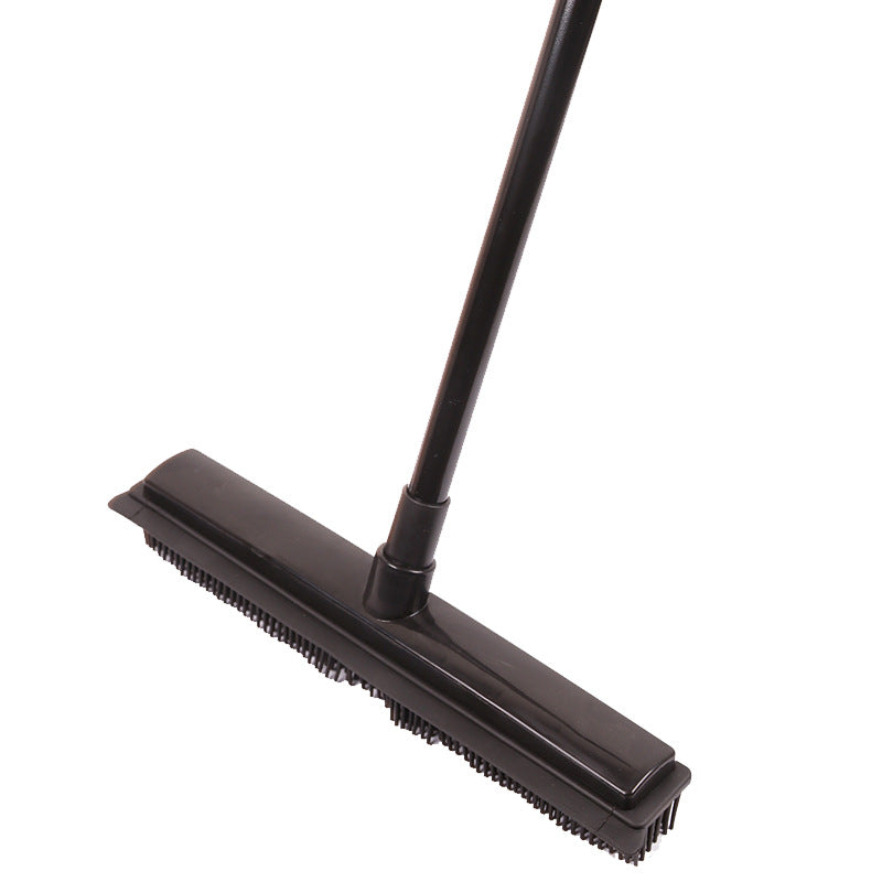 Heavy-Duty Rubber Floor Squeegee With Telescopic Handle And Angled Swivel Head