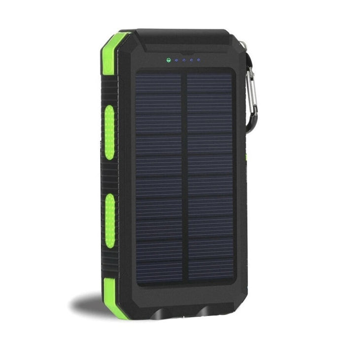 Solar-powered power bank with impact-resistant design and integrated carabiner Bowlift