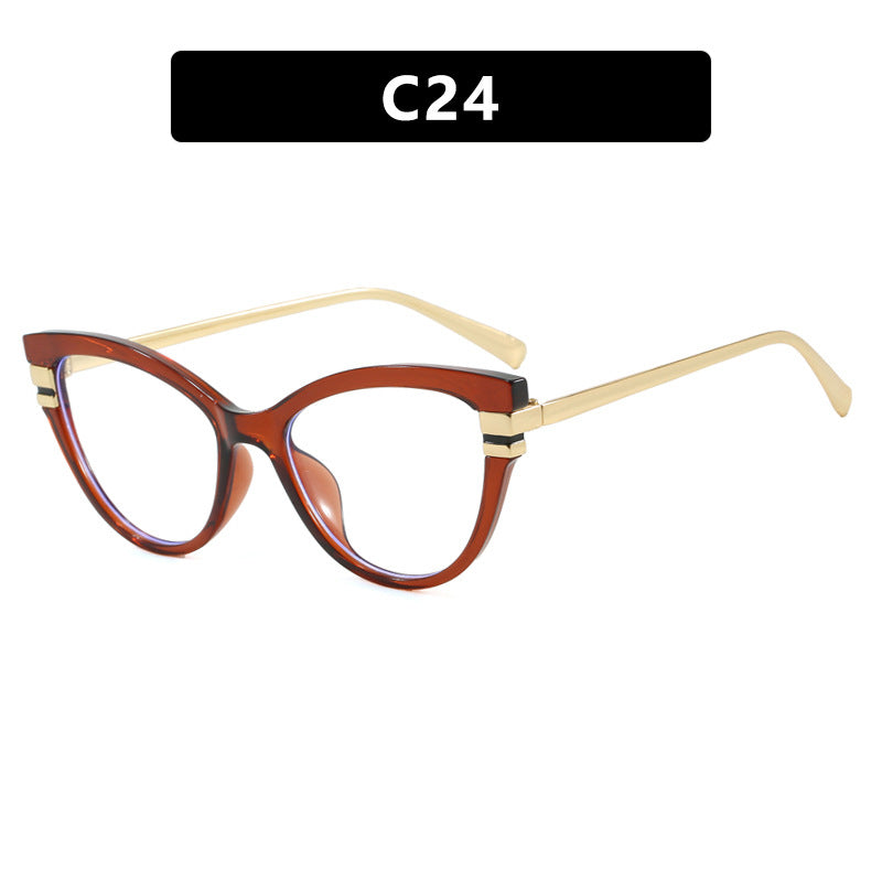 Ladies Cat-Eye Sunglasses with Elegant Plastic Frame and Golden Accents Bowlift