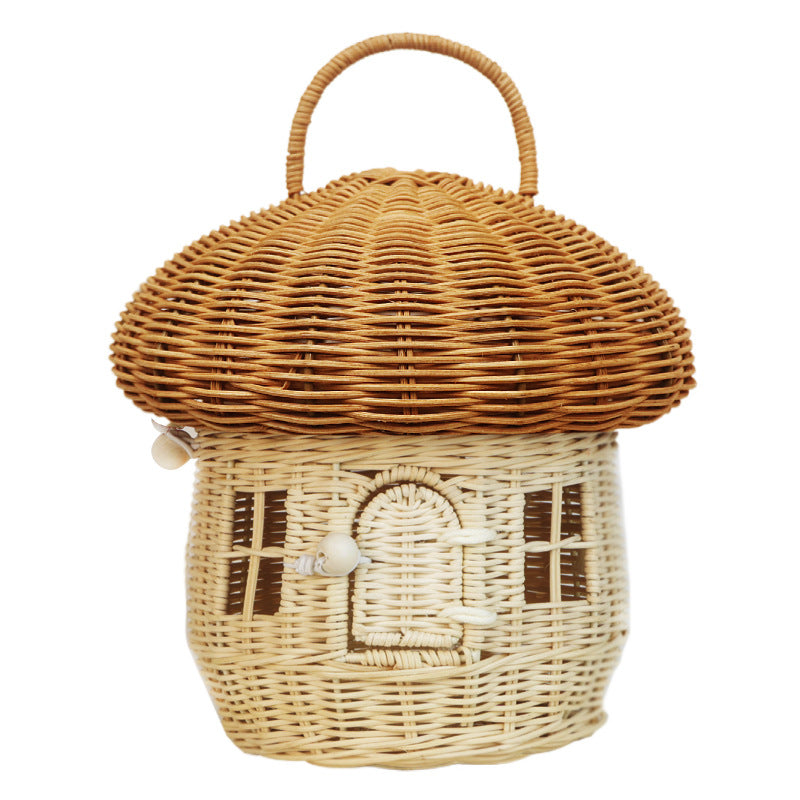 Whimsical Mushroom-Shaped Woven Storage Basket Bowlift
