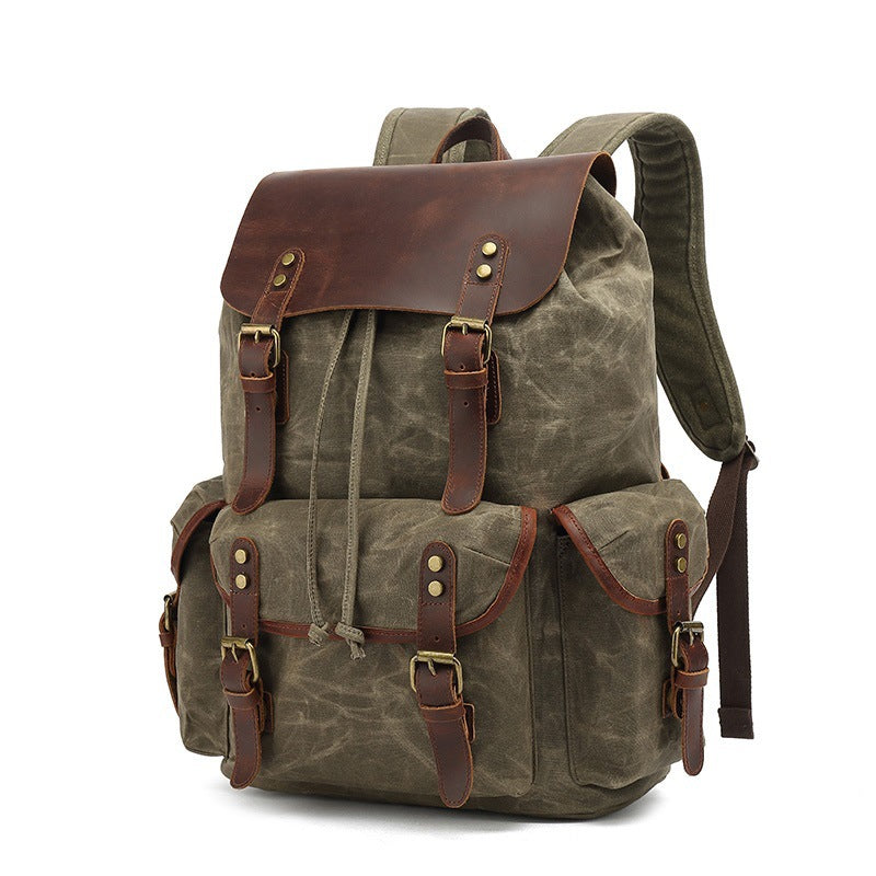 Rustic hiking backpack with multiple outer pockets Bowlift
