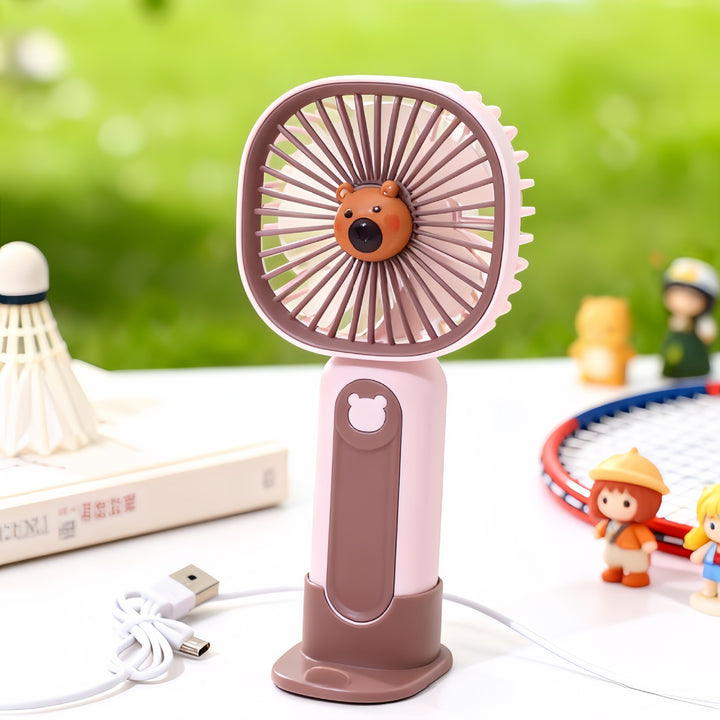 Women's portable hand fan with cute bear design Bowlift