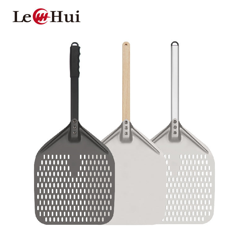 perforated aluminum pizza peel with extra-long ergonomic handle Bowlift
