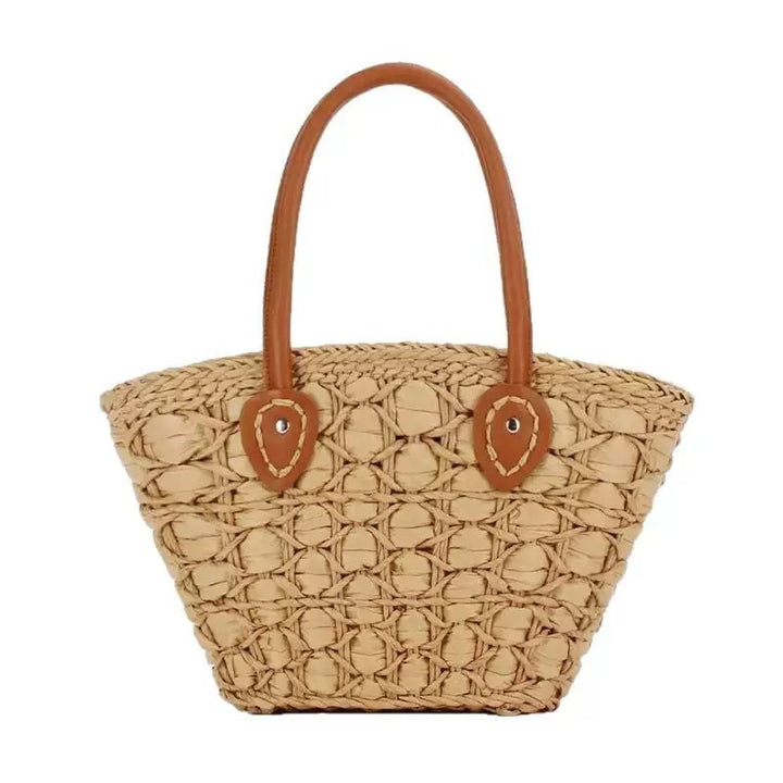 Handcrafted basket bag with elegant leather accents Bowlift