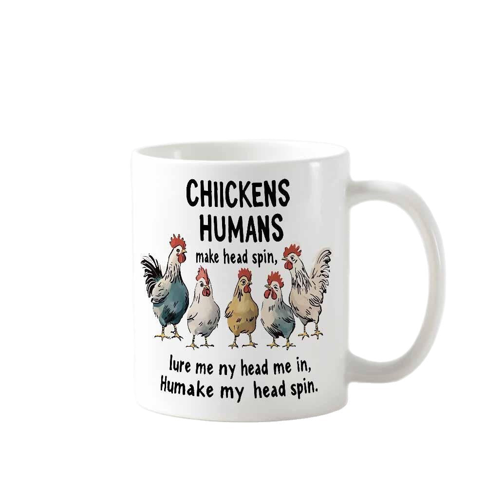 Ceramic Novelty Coffee Mug With Illustrated Chickens And Humorous Lyric Print