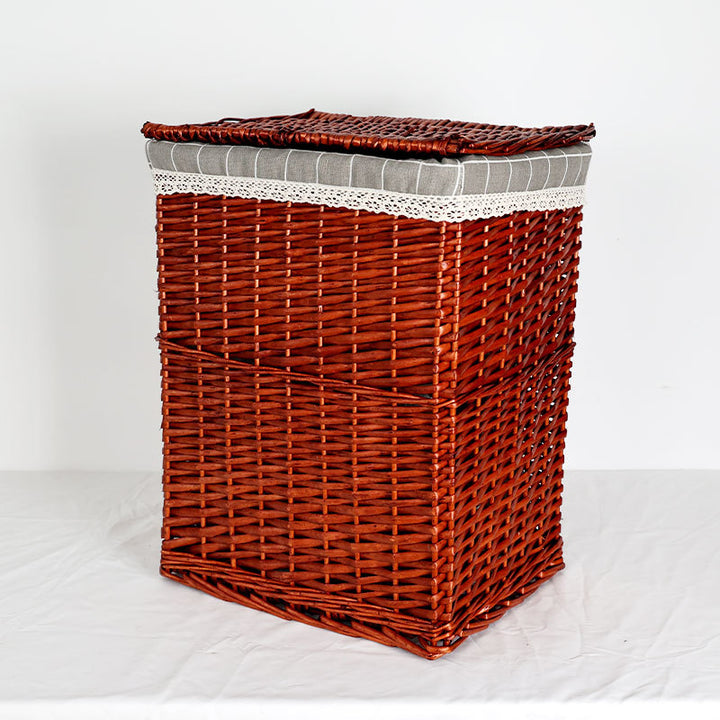 Women's laundry basket with decorative fabric cover and practical lid Bowlift