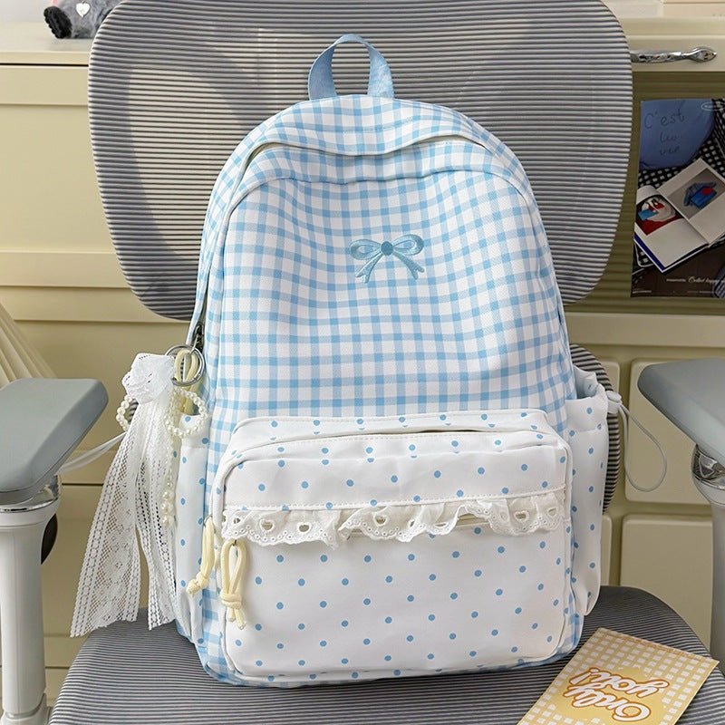 Playful Gingham and Polka Dot Backpack Bowlift