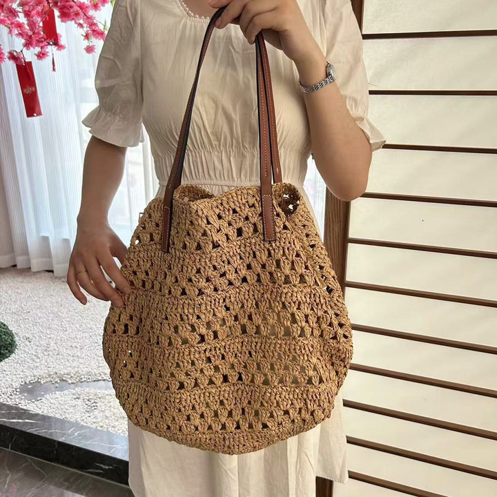 Large Basket Shopper Made of Handwoven Natural Material Bowlift
