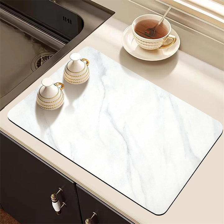 Marble-Inspired Kitchen Counter Mat Bowlift