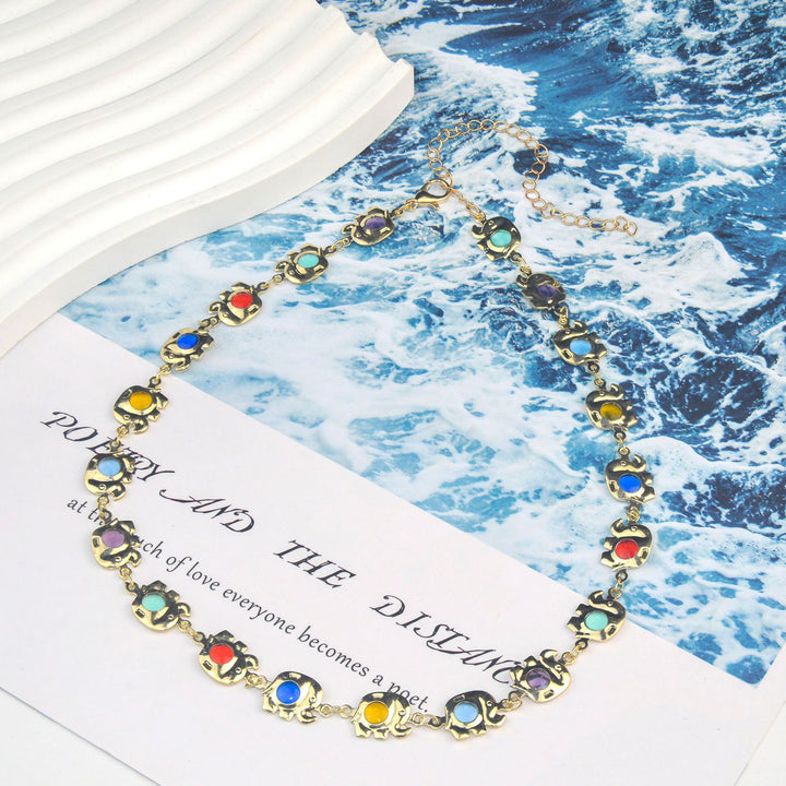 Colorful Eye Charm Statement Necklace Bowlift